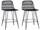 Bar Stool 2 pcs Black 44 x 55 x 109 cm Rattan and Steel 42033211