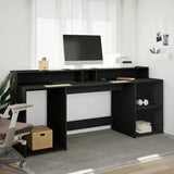 Desk with LED Lights Black 200x55x91 cm Engineered Wood 3309439