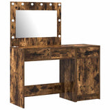 Dressing Table with Mirror Lights 2 pcs Brown Engineered wood 3334231