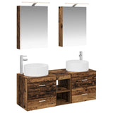 Bathroom Furniture Set 5 pcs Old Wood Engineered Wood and Glass 3407077
