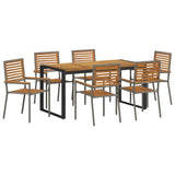 Garden Dining Set 7 pcs Grey and Brown Poly Rattan 3365479