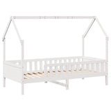 Kids' House Bed Frame without Mattress White 90x190 cm Single Pine 850708