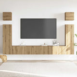 6 Piece TV Cabinet Set Wall-mounted Artisan Oak Engineered Wood 3329142