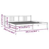 Bed Frame without Mattress Grey Solid Wood 200x200 cm 814906