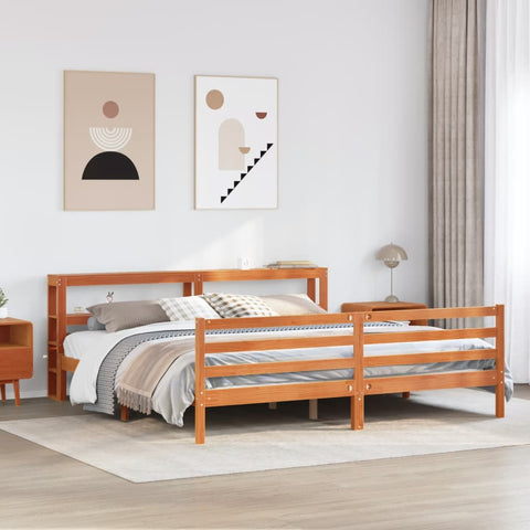 Bed Frame without Mattress Wax Brown 180x200 cm Super King Solid Wood Pine 3305847