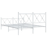 Metal Bed Frame without Mattress with Footboard White 137x190cm 376568
