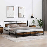 Metal Bed Frame without Mattress Smoked Oak 193x201 cm 3325111