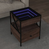 Coffee Table with Infinity LED Brown Oak 40x40x51 cm 847721