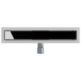 Shower Drain with Glass Cover Black 50 cm Stainless Steel 304 42015949