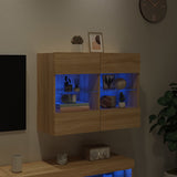 TV Wall Cabinet with LED Lights Sonoma Oak 78.5x30x60.5 cm 837101