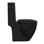 WC Ceramic Toilet Bathroom Round Toilet Bottom Water Flow Black 141136