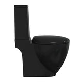 WC Ceramic Toilet Bathroom Round Toilet Bottom Water Flow Black 141136
