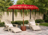 Balinese Parasol with Base 260 190 x 190 x 295 cm Red and Brown 3433024