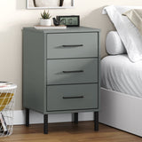 Bedside Cabinet with Metal Legs Grey Solid Wood Pine OSLO 350977