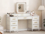 Multi-Storage Elegant Dressing Table, with LED Mirror - White T3398P552682