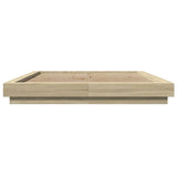 Bed Frame with LED Lights without Mattress Sonoma Oak 150x200cm 3281093