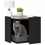 Cat Litter Box Enclosure Black 53x53x51 cm Engineered Wood 857752