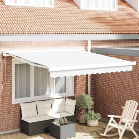 Retractable Awning Manual White 300 x 250 cm Fabric, Metal 3330082