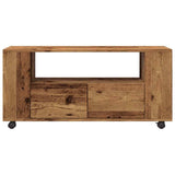 TV Cabinet with Wheels Old Wood 102x34.5x43 cm Engineered Wood 855990