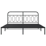 Metal Bed Frame without Mattress with Headboard Black 193x203cm 377123