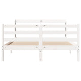 ZNTS Bed Frame with Headboard without Mattress White 150x200 cm King Size 3306648