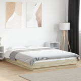 Bed Frame with LED Lights without Mattress Sonoma Oak 135x190cm 3281135