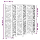 Room Divider 6 Panels White Solid Wood Paulownia 358747
