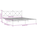 Metal Bed Frame without Mattress with Headboard White 180x200cm 376555