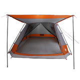 Cabin Tent Grey and Orange 12-Person Polyester and Steel 42028573