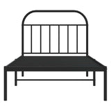 Metal Bed Frame without Mattress with Headboard Black 100x190cm 353629
