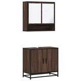 2 Piece Bathroom Furniture Set Brown Oak Engineered Wood 3300919