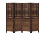 Room Divider 4 Panels Dark Brown Solid Wood Paulownia 358706