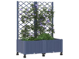 Garden Planter with Trellis&Wheels Blue Grey 80 x 40 x 146 cm 3422971