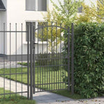 Fence Gate with Spikes Grey 200 x 100 cm Powder-coated steel 42009021