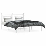 Metal Bed Frame without Mattress with Headboard White 160x200cm 374391