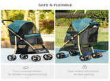 Pet Stroller for Small and Miniature Dogs, with Rain Cover - Dark Green T3398P349604