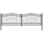 ZNTS Fence Gate with Spear Top Black 406x173 cm Powder-coated Steel 151101