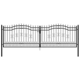 ZNTS Fence Gate with Spear Top Black 406x173 cm Powder-coated Steel 151101