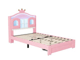 LED Velvet Crown Bed Frame with Multifunctional Storage Headboard, Package 1, Pink N652P466225P