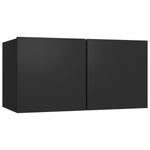 ZNTS 7 Piece TV Cabinet Set Black Engineered Wood 3078817