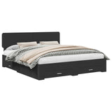 Bed Frame with Headboard Black 200 x 200 cm Engineered Wood 3412333