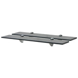 Floating Shelf Set of 2 Black Tempered safety glass, Zinc alloy 3051529