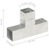 Post Connectors 4 pcs T Shape Galvanised Metal 71x71 mm 145456