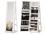 360&deg Swivel Jewellery Cabinet, Free Standing Full Length Mirror with Storage, Lockable Jewellery T3398P344740