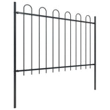 ZNTS Garden Fence with Hoop Top Steel 13.6x1.2 m Black 277672