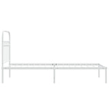 Metal Bed Frame without Mattress with Headboard White 75x190cm 376639