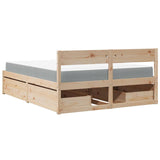 Bed with Drawers and Mattress 140x200 cm Solid Wood Pine 3281898
