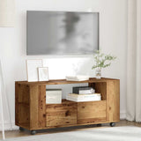 TV Cabinet with Wheels Old Wood 102x34.5x43 cm Engineered Wood 855990