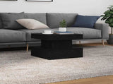 Coffee Table with LED Lights Black Oak 50x50x40 cm 862255