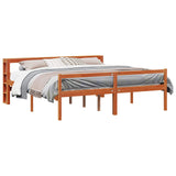 Bed Frame with Headboard 2 pcs Wax Brown Solid Pine Wood 3422735